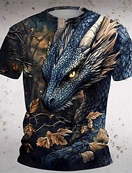 Jungen 3D Graphic Dinosaurier T-Shirt Kurzarm Sommer Frühling Modisch Basic kinderkleidung 4-12 Jahre Rundhalsausschnitt Outdoor Casual Täglich Regular Fit