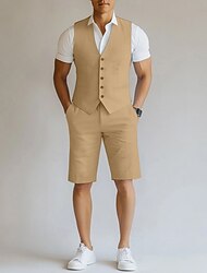 Férfi Szmokingok Vászonruhák Tengerparti esküvő Hétköznapi Sötétkék Égszínkék Tavasz, Ősz, Tél, Nyár Öltöny Egyszínű Szabott 2 részes készlet