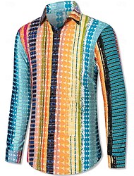 レトリ／ヴィンテージ 1970年代 シャツ ヒッピー 縞柄 エスニック 仮装 男性用 パーティー デイリーウェア プライドパレード 成人 シャツ