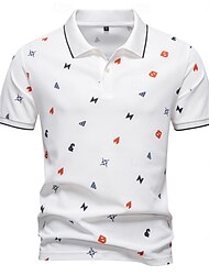 Men's Polo Knit Polo Sweater Formal Work Turndown Short Sleeve Letter & Number Buttons Summer White Green Beige Polo