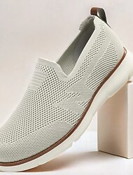 Zapatillas de punto sin cordones para hombre, parte superior de malla transpirable con ajuste cómodo, zapatos casuales livianos para actividades diarias y al aire libre