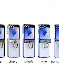 telefon Ügy Kompatibilitás Samsung Galaxy Z-átfordítás 7 Z Flip 6 Z Flip 5 Fekete tok Gyűrűcsat Ütésálló Retro Galvanizálás PC
