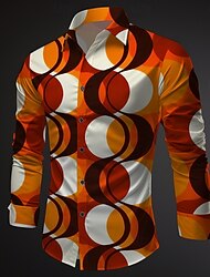 レトリ／ヴィンテージ 1970年代 シャツ アロハシャツ ヒッピー 幾何学的な エスニック 男性用 マスカレード パーティー デイリーウェア プライドパレード 成人 シャツ