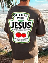 Tricou pentru Bărbați cu Glume Creștine Alătură-te cu Isus Salată Laude și Condimentează-L Grafic Umor Religios