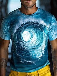 Voor heren Watersport T-shirt Korte mouw T-shirt 3D-afdrukken Strakke ronde hals Overhemd overdreven Ontwerper Feest Casual Feestdagen blauw Zomer Lente Kleding S M L XL XXL XXXL