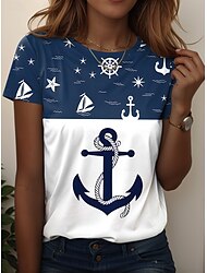 Mujer Camiseta Rosa Floral Graphic Elegante Vintage Moda Manga Corta Escote Redondo Tops regulares Diario Noche Fin de semana Estampado Blanco Azul Marino Azul Piscina Azul polvoriento Azul claro
