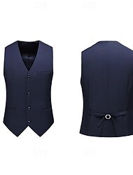 メンズファッションベスト ホームカミング ソリッドカラー スタンダードフィット Vネック シングルブレスト 四ボタン ブラック バーガンディ ネイビーブルー