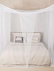 Mosquito Net for Single to King-Sized Beds, 2 Openings or Fully-Enclosed Bed Canopy, Rectangular White Universal Netting Canopy for Indoor Outdoor Use, Ideal for Home, Travel