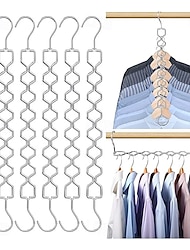 6 balení prostorově úsporných věšáků na oblečení pro těžký provoz s kapacitou 30 lb magic skládací šaty spořič místa kovový organizér na věšák s 360 otočným háčkem organizéry na skříně úložné prostory