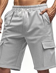 Voor heren Cargoshorts Korte broek Zomer korte broeken Trekkoord Elastische taille Meerdere zakken Effen Comfort Draagbaar Knielengte Buiten Urheilu Dagelijks Modieus Casual Zwart Rood