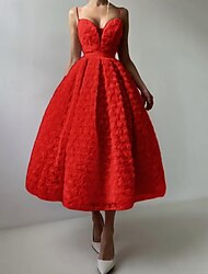 A-linje Golvlång Balklänningar Kändis Stil Blommig Röd matta Ärmlös V-hals Formell Bröllopsgäst Bälte / skärp Tyll med Shouder blomma