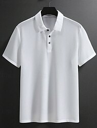 Herren Golfshirt Golf Poloshirts Arbeit Lässig Revers Kurzarm Basic Modern Einfach Knöpfe Sommer Normale Passform Schwarz Weiß Gelb Marineblau Khaki Kaffee Golfshirt