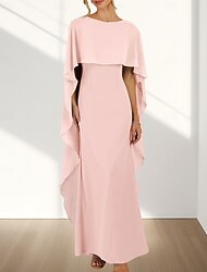 Merenneito  Trumpetti Häiden Vieraiden Mekot Elegantti Mekko Häiden Vieraiden Kihlasetti Lattiapituinen Olkaimeton Pyöreä Pääntie Chiffon Rypytyksellä