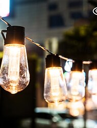 Solar Bulb String Lights Outdoor Solar Waterproof Retro Bulb Fairy String Lights 3M-10LEDs 5M-20LEDs 7M-30LEDs for Cafe Wedding Party Patio Holiday Decoration IP65 Garden Light