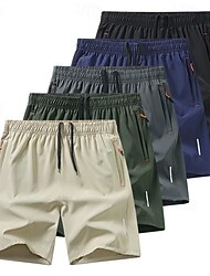 Herren Shorts Sommershorts Freizeitshorts Kordelzug Tasche Elastischer Bund Einfach Komfort Atmungsaktiv Knielang Outdoor Urlaub Sport Lässig Meerblau Schwarz