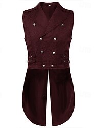 Punk & Gothic Victorian Steampunk Vest Waistcoat Prince Vampire Double Breasted Jacquard Fancy Dress Men's Royal Halloween Carnival Performance LARP Ren Faire Adults' Vest All Seasons