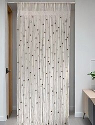 Boho makramé perlový závěs ručně vyrobený závěs na dveře pro dveře okno bavlněné třásně korálky visící hippie dělící stěna chodba skříň dekorace ložnice obývacího pokoje 79" D x 35" Š