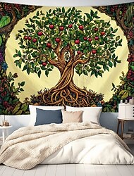 Az élet fája falra akasztható gobelin falikép nagy gobelin fali dekoráció fénykép háttér takaró függöny otthoni hálószoba nappali dekoráció