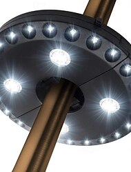 Terrasparasollamp met 3 helderheidsstanden, draadloos, 28 led-lampjes, 4 x AA-batterijen, parasolpaallamp voor terrasparasols, kampeertenten of gebruik binnenshuis.