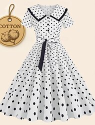 Tupfen Retro Vintage 1950er A-Linien-Kleid Rockabilly Swing-Kleid Tupfen Damen Alltagstauglich Junggesellinnenabschiedsparty Erwachsene Kleid Abschlussballkleider