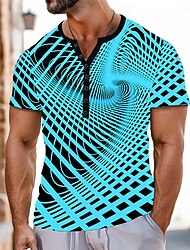 Per uomo Motivo Geometrico Maglietta Maglia Henley Manica Corta Sport Moda Designer Casuale Quotidiano All'aperto Estate Blu Arancione Henley Maglietta Henley