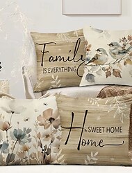 Vintage Floral Decorative Toss Pillows Cover 4PC Soft Square Couch Cushion Case Pillowcase for Bedroom Livingroom Sofa Chair
