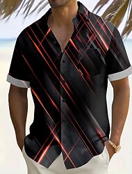 Per uomo Geometrico A righe Colore sfumato Camicia Camicia Estiva Camicia con Bottoni Manica Corta Moda Casual Vacanza Ferie Abbigliamento casual alla moda Estate Collo ripiegato Stampa 3D Una tasca