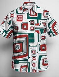 レトリ／ヴィンテージ 1970年代 シャツ アロハシャツ ヒッピー ディスコ 幾何学的な 男性用 マスカレード バケーション パーティー プライドパレード 成人 シャツ