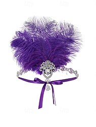 ギャツビー フラッパー・ヘッドバンド グレートギャツビー フェザー レトロ風 グリッター素材 仮装 女性用 カーニバル バレンタイン・デー マスカレード パーティーイブニングウェア マスカレード 祭り 成人 帽子 オールシーズン