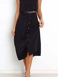 Γυναικεία Βασικό Καθημερινό Μίντι Κανονική Μέση Φούστες Σκέτο Σουρωτά Μικροελαστικό Διακοπές Δρόμος Μαύρο Λευκό Πράσινη Μέντα Πράσινο Καλοκαίρι