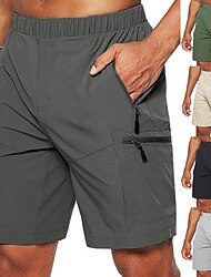 Herren Cargo Shorts Kurze Hosen Lässige Shorts Elastische Taille Tasche mit Reißverschluss Feste Farbe Ripstop Atmungsaktiv Outdoor Täglich Basic Brautkleider schlicht Schwarz Grün