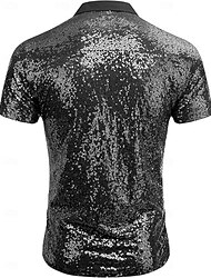 Retro Vintage 1970er Rave Hemd Disco Pailletten Glänzend Matallic Herren Halloween Karneval Nachtclub Musikfestival Pride Parade Erwachsene Hemd Sommer