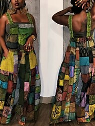 Women's Normal Jumpsuit Casual Floral Sleeveless U Neck Pocket Street Daily Regular Fit Blue Purple Green Summer
