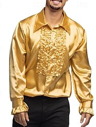 Retrò Vintage Anni '70 Rave Camicia Disco Volant Costume Per uomo Halloween Carnevale Festival Musicale Parata dell'Orgoglio Mese dell'orgoglio Adulti Camicia