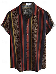 レトリ／ヴィンテージ ボヘミアン 1970年代 シャツ アロハシャツ ヒッピー アステカ トライバル 男性用 ハロウィーン カーニバル 音楽祭 ビーチでの休暇 レトロテーマパーティー 成人 シャツ