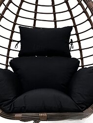 エッグチェアクッション交換用、折りたたみ式防水ハンギングバスケットスイングチェアクッション、ヘッドレスト付き屋外ポーチ裏庭パティオハンモックスイング交換用クッション