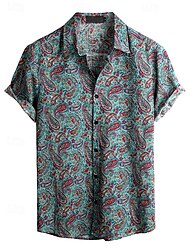 レトリ／ヴィンテージ ボヘミアン 1970年代 シャツ アロハシャツ ヒッピー ペーズリー 男性用 ハロウィーン カーニバル 音楽祭 ビーチでの休暇 レトロテーマパーティー 成人 シャツ