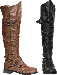Medieval Renaissance Shoes Knee High Boots Flat Jazz Boots Fancy Dress Men's Celtic Pirate Halloween Masquerade Performance LARP Ren Faire Adults' Shoes