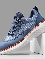 Men's Sneakers Blue Knit Lace-Up Shoes with Stylish Design and Cushioned Sole for Walking, Running and Everyday Use