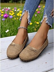 נעלי מוקסין קז'ואליות לנשים עם פרטים תפורים בעבודת יד - נעליים שטוחות קלות להחליק-און, נהדרות לנהיגה, סידורים יומיומיים, טיולים בסופי שבוע ומפגשים בחוץ