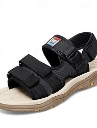 調節可能なベルクロストラップ付きのメンズタンマルチストラップスポーツサンダル - ハイキング、キャンプ、または普段使いに最適な頑丈なアウトドアサンダル