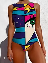 Costume de Baie Femme O Piesă Monokini Costum de Baie Fără Spate Control Abdomen Talie Înaltă Ajustare Subțire Vacanță Îmbrăcăminte Plajă Grafic Animal Gât Rotund Fără Mâneci Costume de Baie