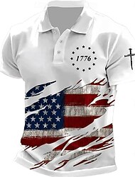 4. Juli 2026 250. Herren Amerikanische US-Flagge Polo Kurzarm Polo-Shirts Hemden mit Kragen Lässig Outdoor Alltagskleidung 3D-Druck Sommer Blau Weiß Schwarz