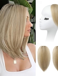 2 extensiones voluminizadoras con clip de 20 cm, cortas y gruesas, que añaden volumen extra para mujeres con cabello fino y delgado - rubio medio