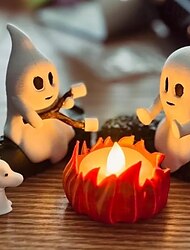 Halloween spook kampvuur bijeenkomst kaarslicht griezelige Halloween decoratie schattige spook beeldjes set kampvuur display spookachtige spook scène spookavonturen