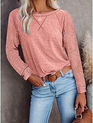 Pentru femei Tricou Bloc Culoare Modă Stilat Modern Manșon Lung Stil Nautic Topuri obișnuite Zilnic Sfârșit de săptămână Roz Îmbujorat Roșu Vin Trifoi Gri Închis Toamnă Iarnă