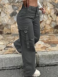 Női Cargo nadrág Divat Utcai sikk Teljes hossz Természetes Sima Zseb kellemes Szabadtéri Kényelmes Szabadtéri Vakáció Szabadság Stétszürke Zöld Ősz Normál