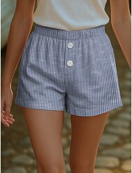 Women's Chinos Shorts Vacation Vintage Ethnic Style Short High Waist Graphic Striped Buckle Print Breathable Soft Outdoor Micro-elastic Formal Outdoor Vacation Robin's Egg Blue Violet Pink Green