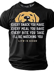 Maglietta Grafica da Uomo Maniche Corte Canzone Divertente Amante dei Cani Umorismo "Ogni Snack Che Fai Ti Osserverò" Stampa Verde Oliva La Vita È Bella