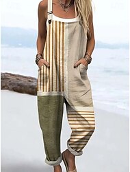 Mulheres No geral Ativo Gráfico Sem Manga Com Cordão Patchwork Férias Rua Ajuste Largo Azul Castanho Claro Laranja Verão